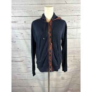Lauren Ralph Lauren Hoodie Womens Small French Terry Full Zip Logo Trim